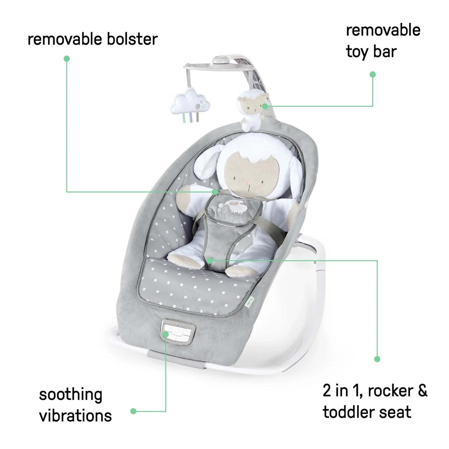 Ingenuity Infant to Toddler Rocker and Baby Bouncer Seat, Cuddle Lamb