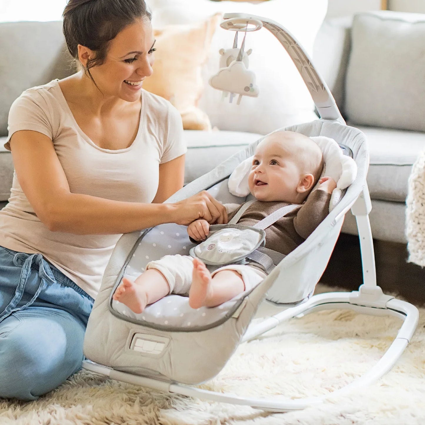 Ingenuity Infant to Toddler Rocker and Baby Bouncer Seat, Cuddle Lamb